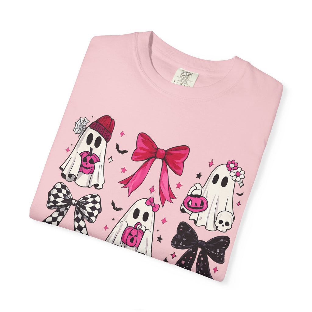 Halloween Ghosts & Bows T-Shirt — Cute Pink Trick-or-Treat Graphic Tee
