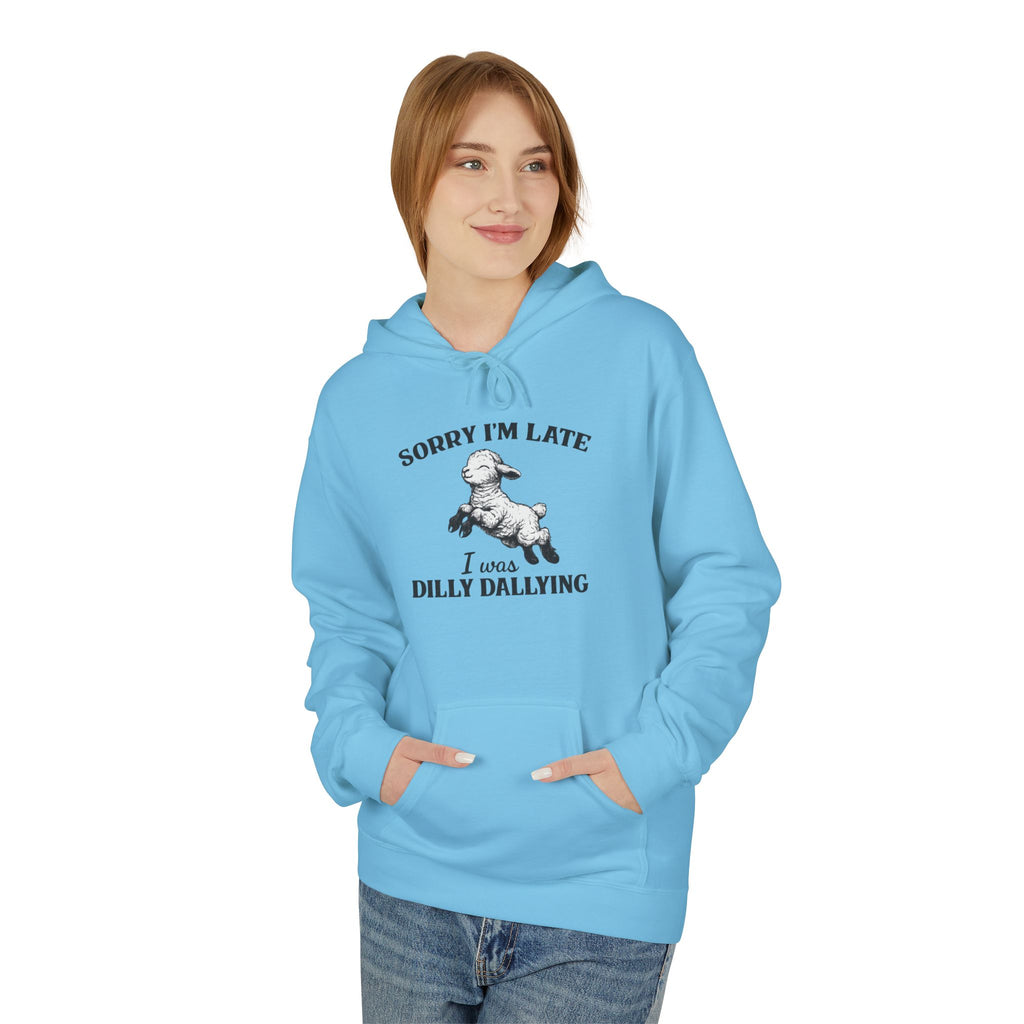 Sorry I'm Late I Was Dilly Dallying Hoodie — Vintage Dog Graphic Pullover
