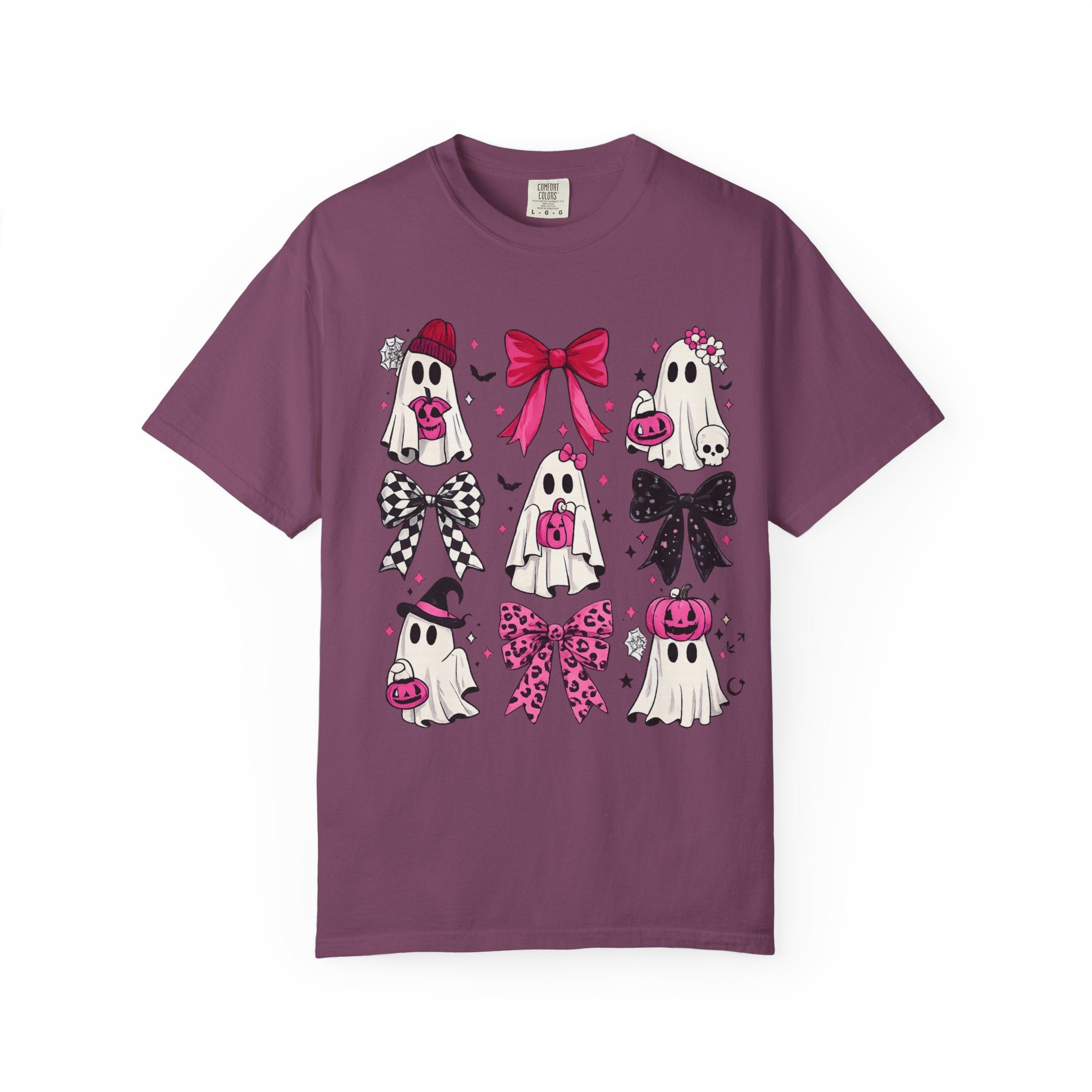 Halloween Ghosts & Bows T-Shirt — Cute Pink Trick-or-Treat Graphic Tee