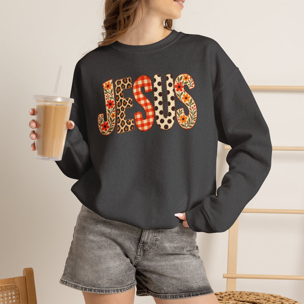Jesus Floral Patch Sweatshirt — Women's & Men's Christian Crewneck