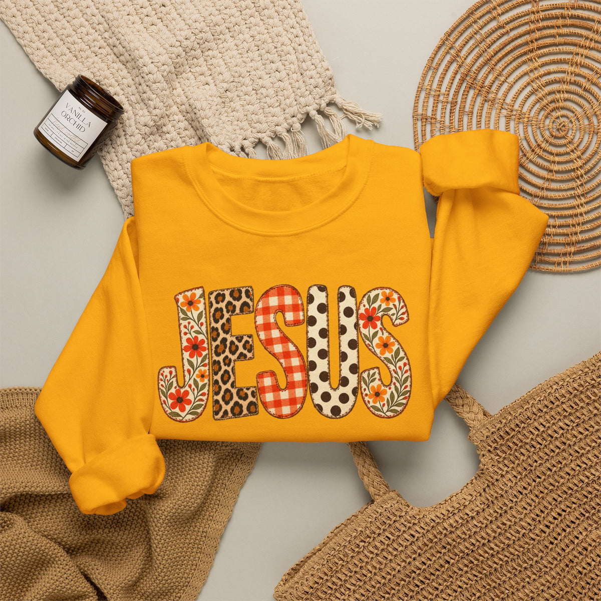Jesus Floral Patch Sweatshirt — Women's & Men's Christian Crewneck