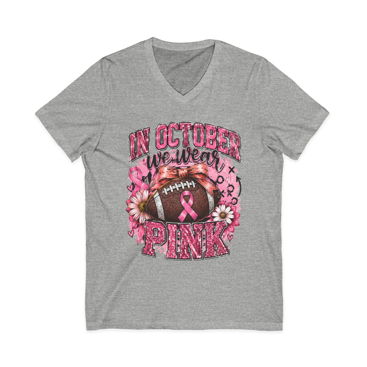 In October We Wear Pink Football T‑Shirt – Breast Cancer Awareness Tee
