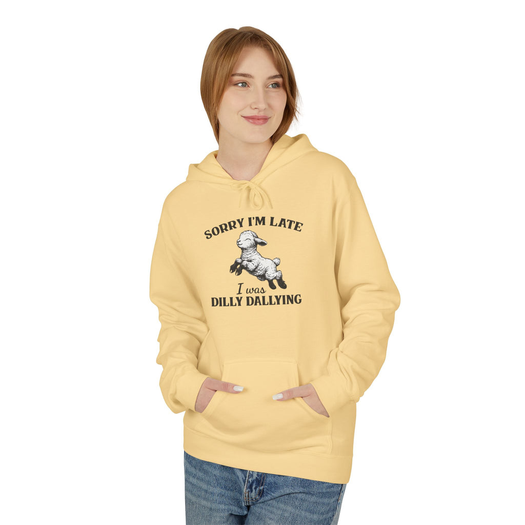 Sorry I'm Late I Was Dilly Dallying Hoodie — Vintage Dog Graphic Pullover