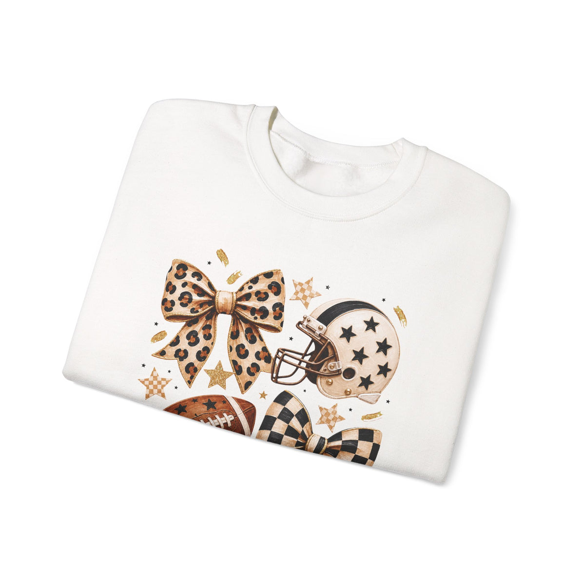 Football Leopard Bow Crewneck Sweatshirt