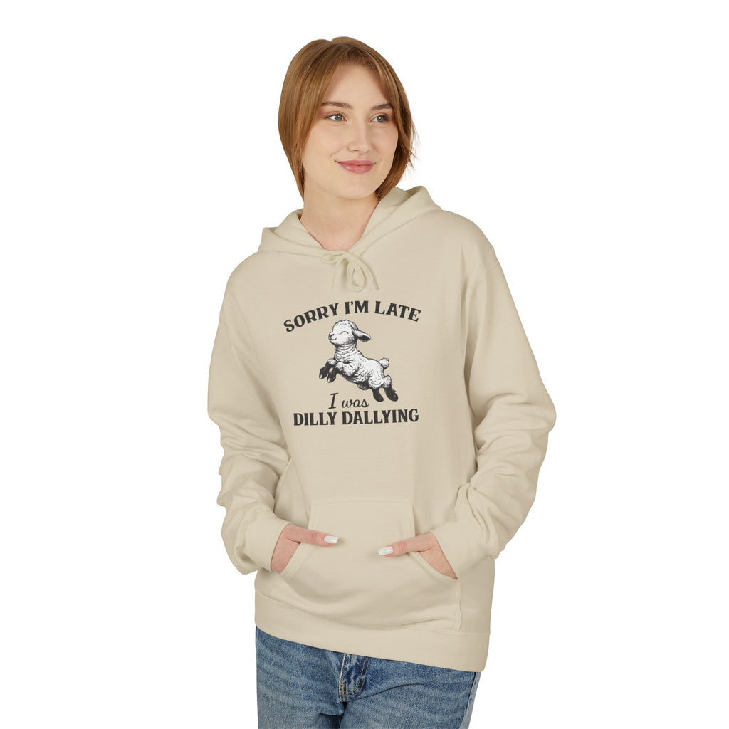 Sorry I'm Late I Was Dilly Dallying Hoodie — Vintage Dog Graphic Pullover