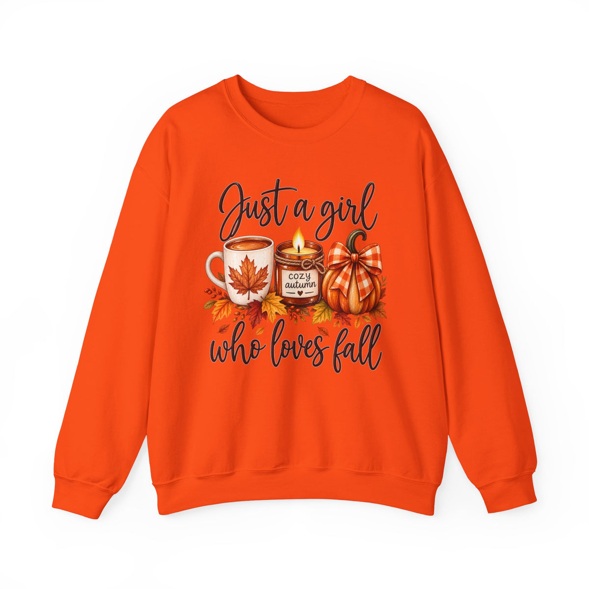 Just a Girl Who Loves Fall Sweatshirt — Cozy Autumn Pumpkin & Coffee Crewneck