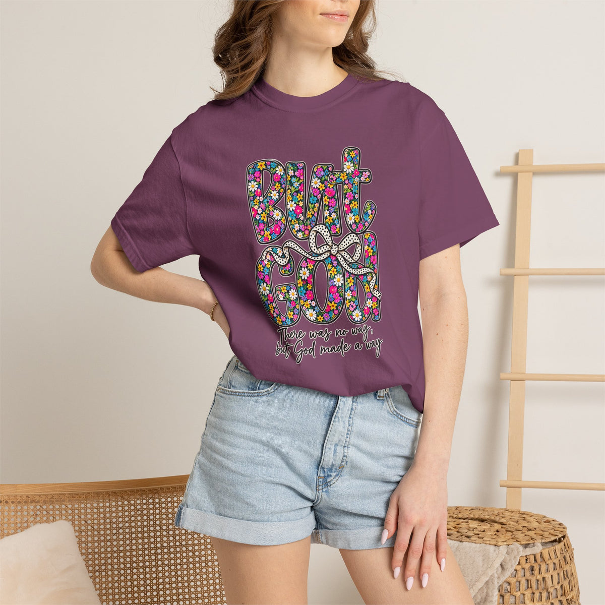 Peace Vibes T-Shirt — "But God" Floral Graphic Tee