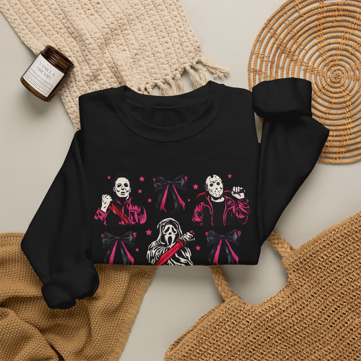 Horror Icons Crewneck Sweatshirt — Cute Ribbon Killer Characters
