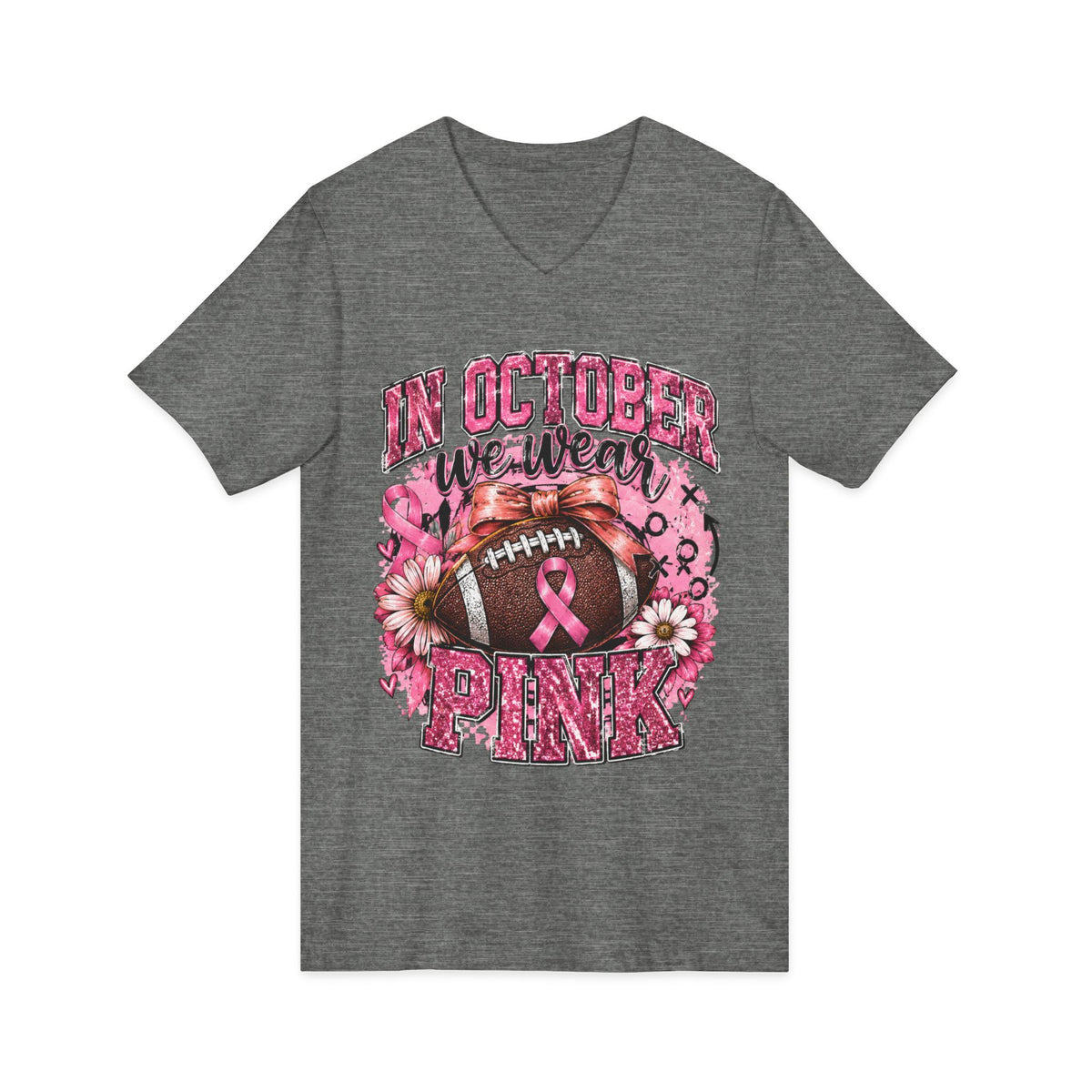 In October We Wear Pink Football T‑Shirt – Breast Cancer Awareness Tee