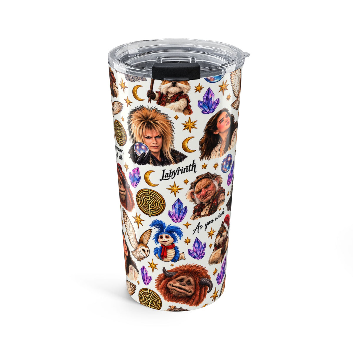 Labyrinth Collage 20oz Tumbler — Retro Movie Character Travel Cup