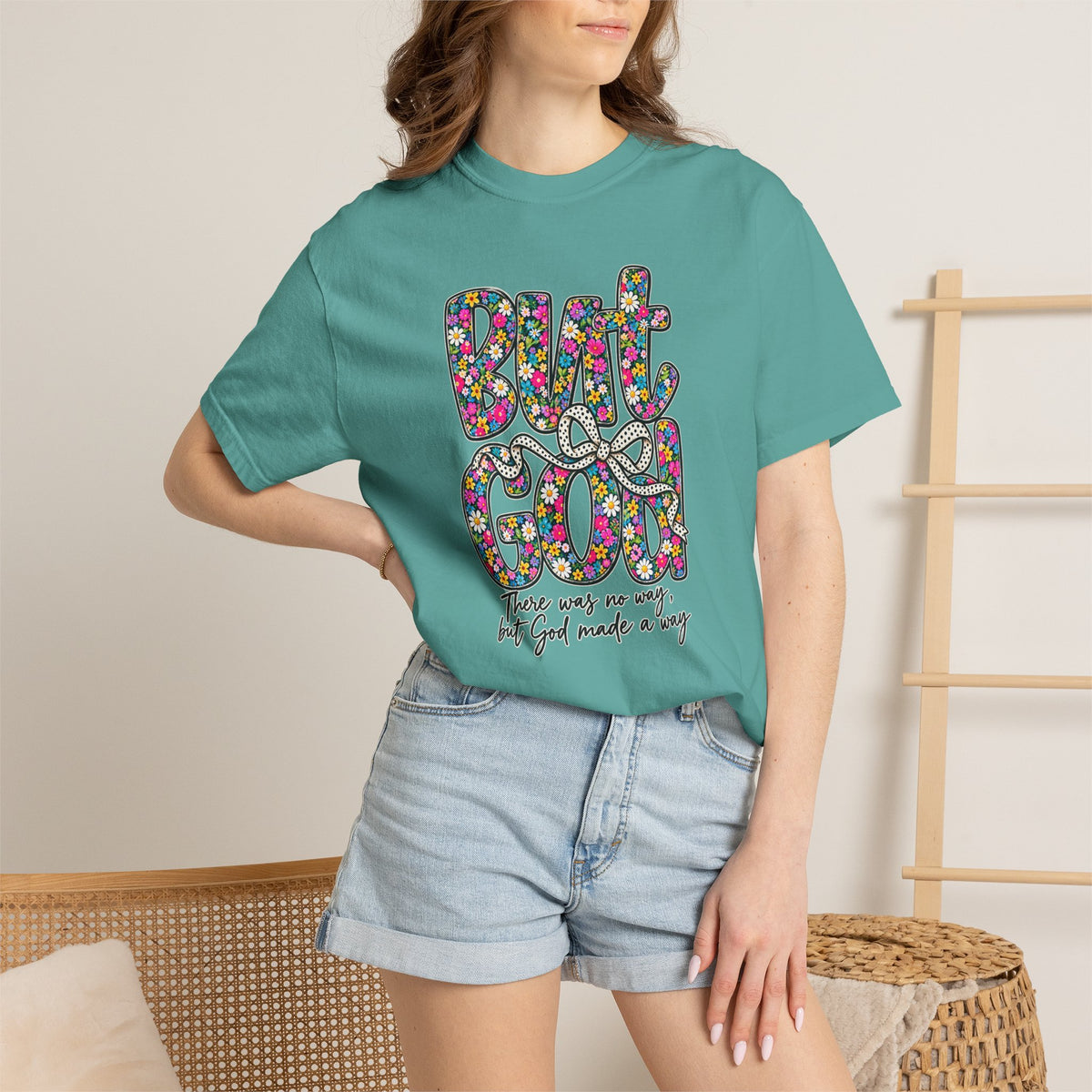 Peace Vibes T-Shirt — "But God" Floral Graphic Tee