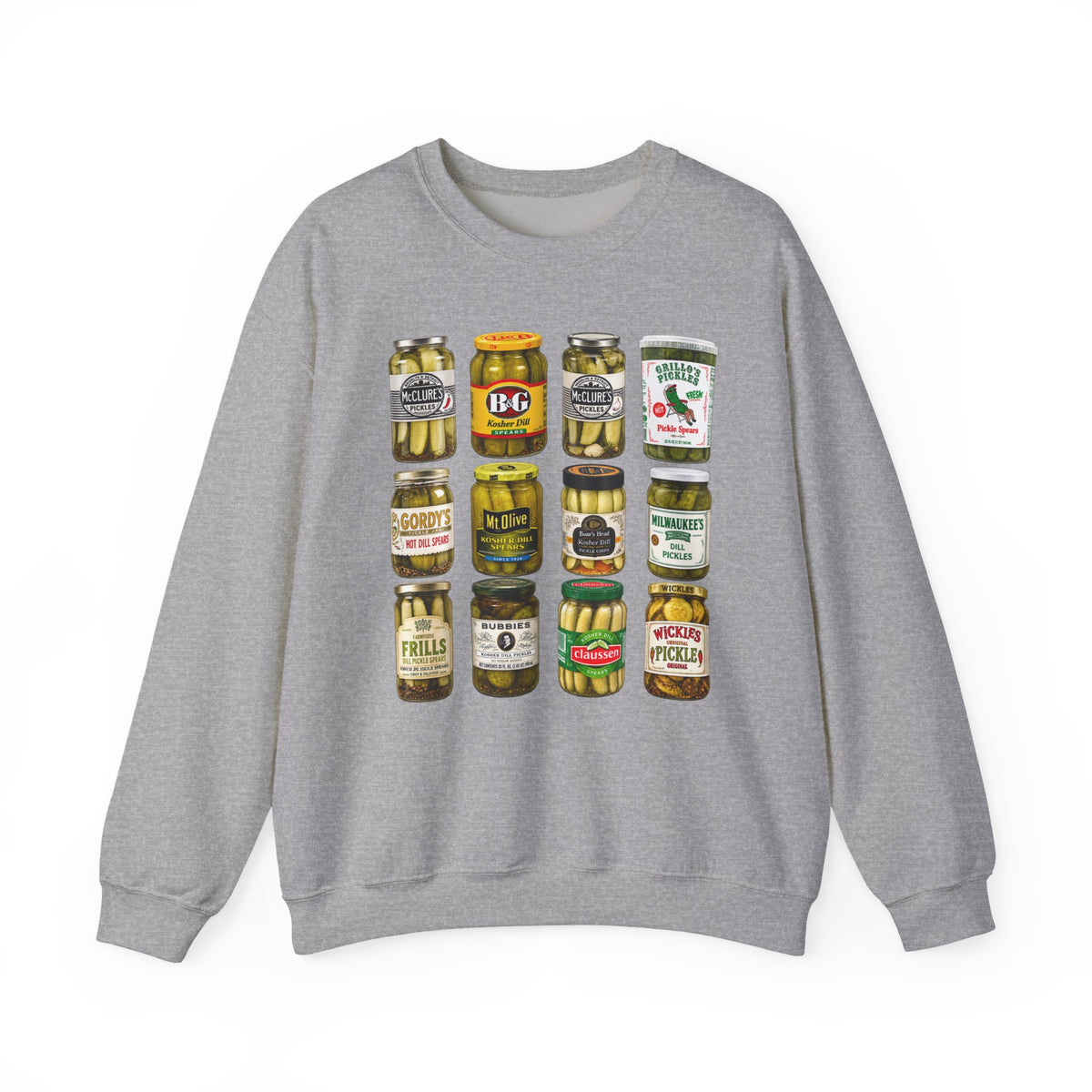 Pickle Jar Grid Sweatshirt — Vintage Grocery Label Graphic Crewneck