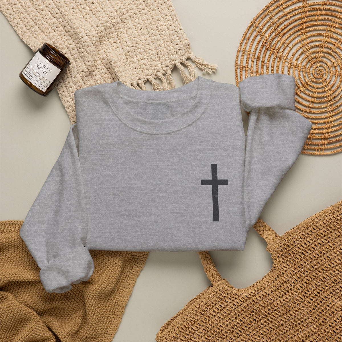 Christian Crewneck Sweatshirt — Isaiah 43:2 Faith Graphic