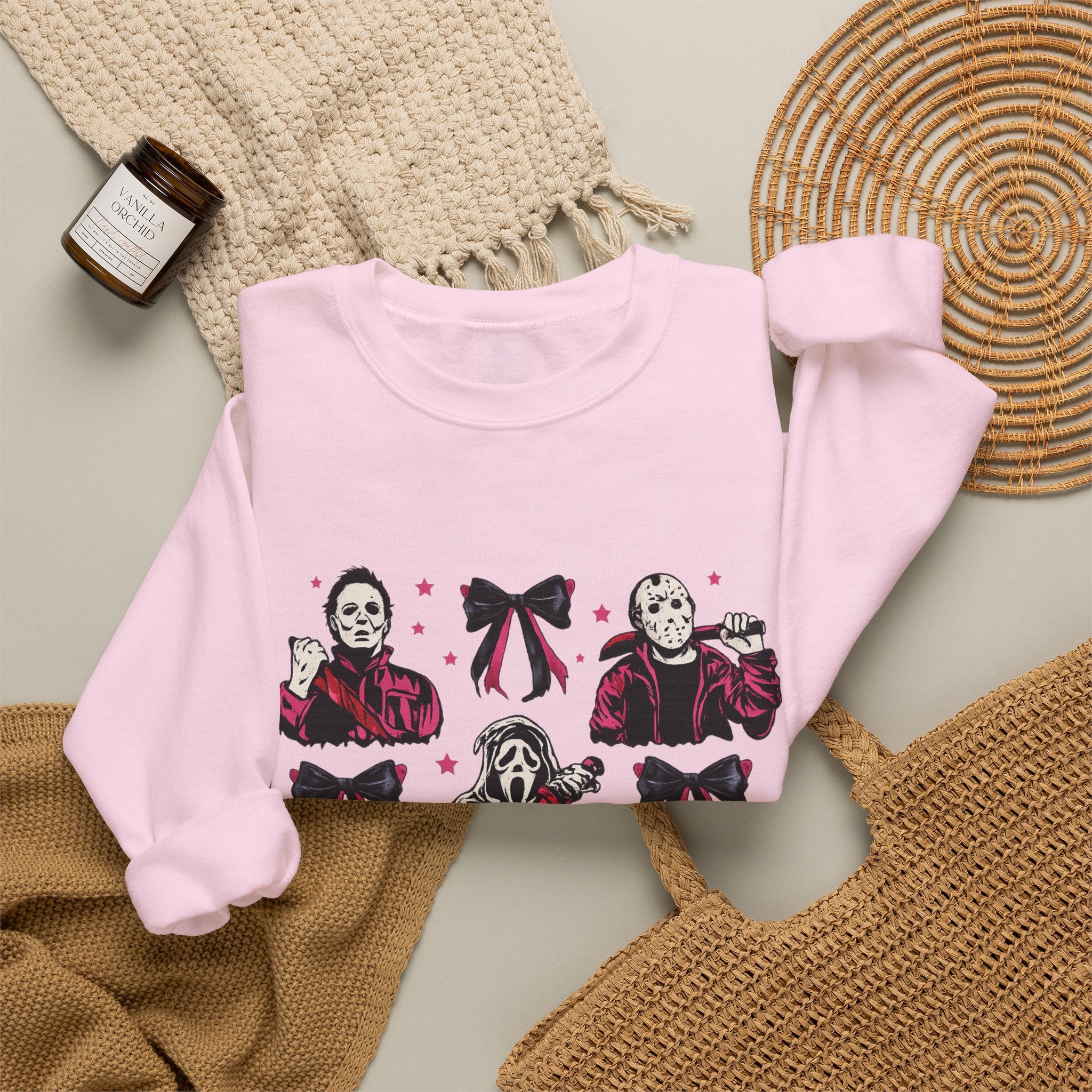 Horror Icons Crewneck Sweatshirt — Cute Ribbon Killer Characters