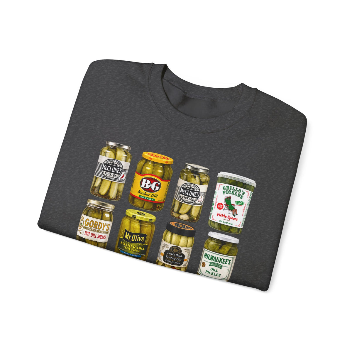 Pickle Jar Grid Sweatshirt — Vintage Grocery Label Graphic Crewneck