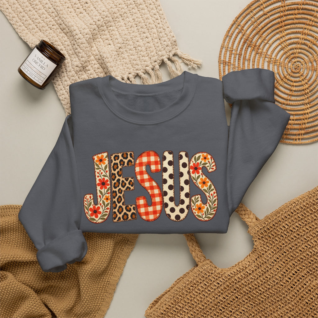 Jesus Floral Patch Sweatshirt — Women's & Men's Christian Crewneck