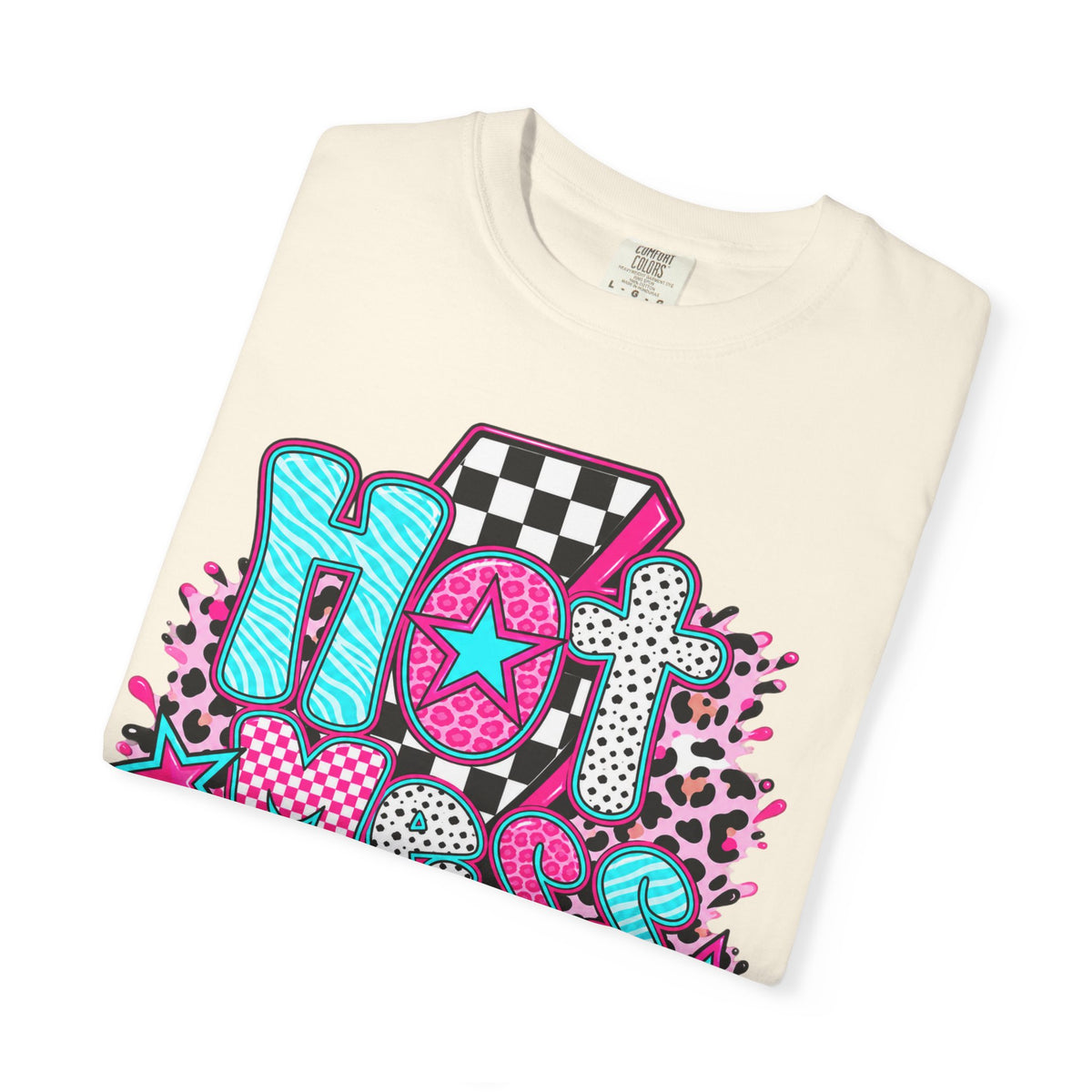 Hot Mess Mama Graphic T-Shirt — Retro Neon Mom Tee