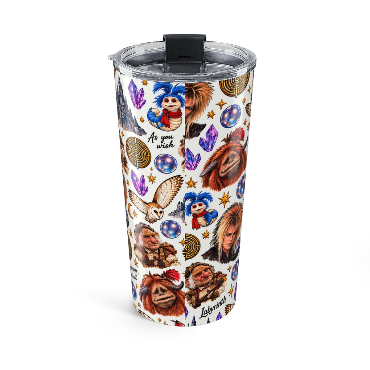 Labyrinth Collage 20oz Tumbler — Retro Movie Character Travel Cup