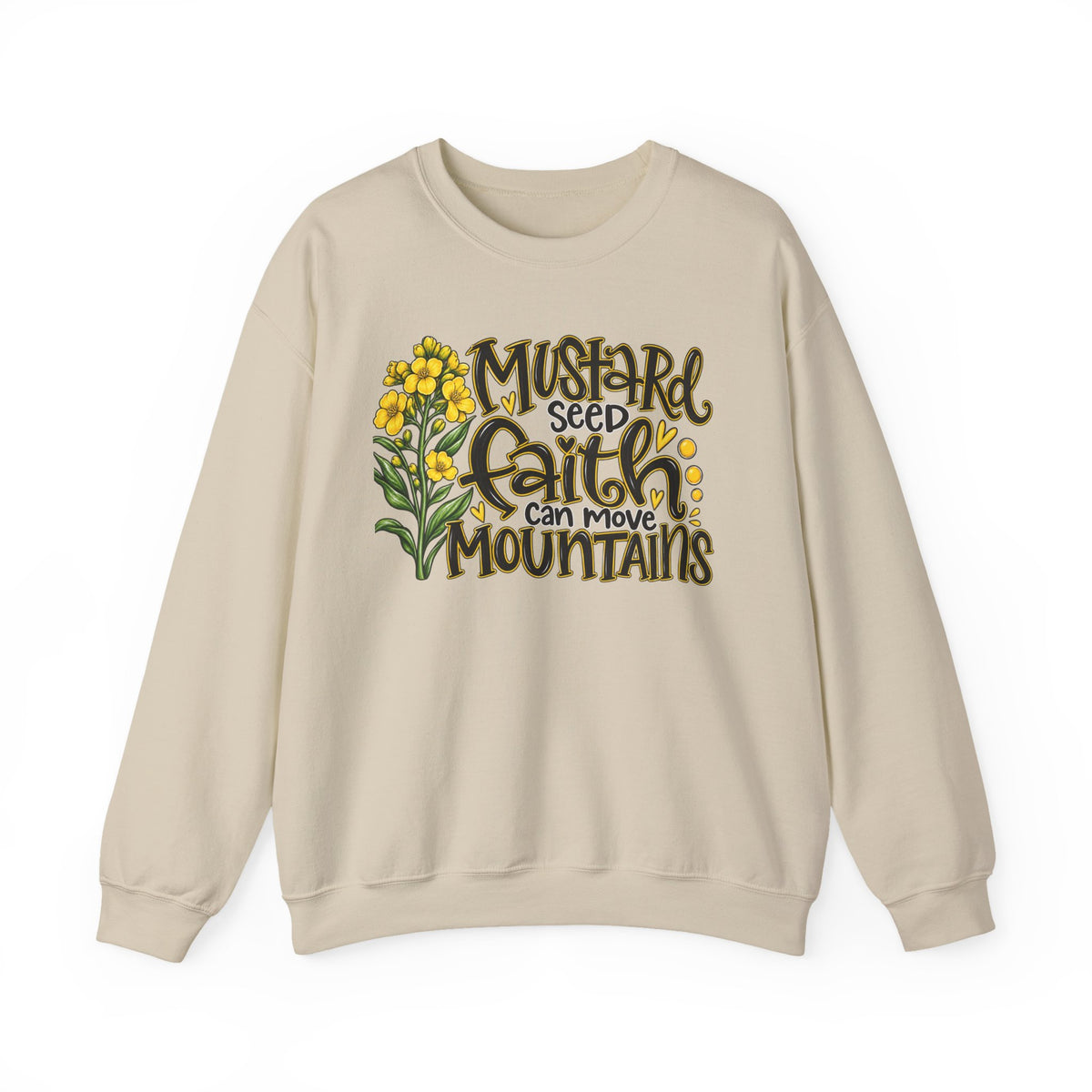 Faith Sweatshirt — "Mustard Seed Faith Can Move Mountains" Floral Crewneck