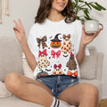 Halloween Ghost & Bows T-Shirt — Leopard Print Pumpkins & Cute Ghosts