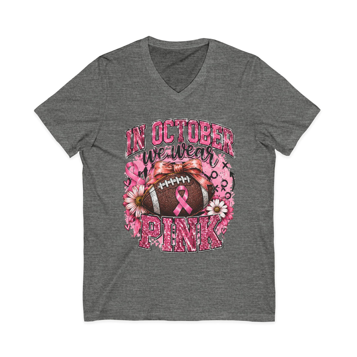 In October We Wear Pink Football T‑Shirt – Breast Cancer Awareness Tee