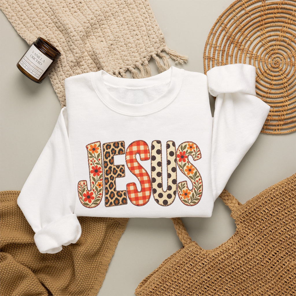 Jesus Floral Patch Sweatshirt — Women's & Men's Christian Crewneck
