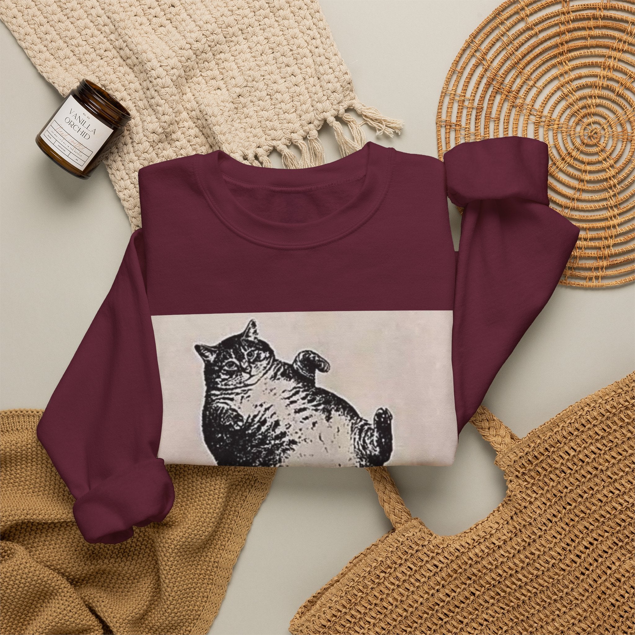 Cat Graphic Sweatshirt — "Mother, I Am But Skin and Bones" Vintage Illustration