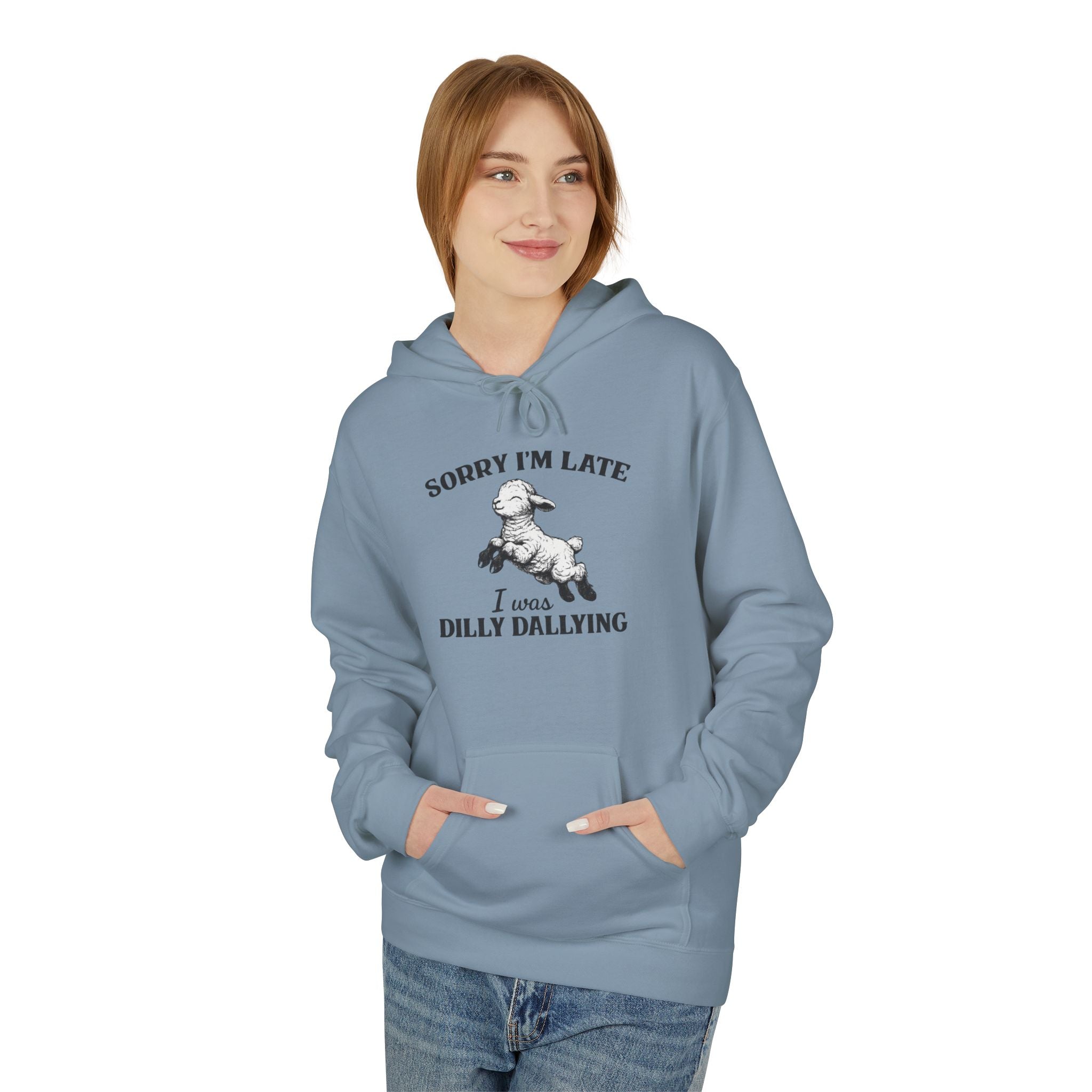 Sorry I'm Late I Was Dilly Dallying Hoodie — Vintage Dog Graphic Pullover