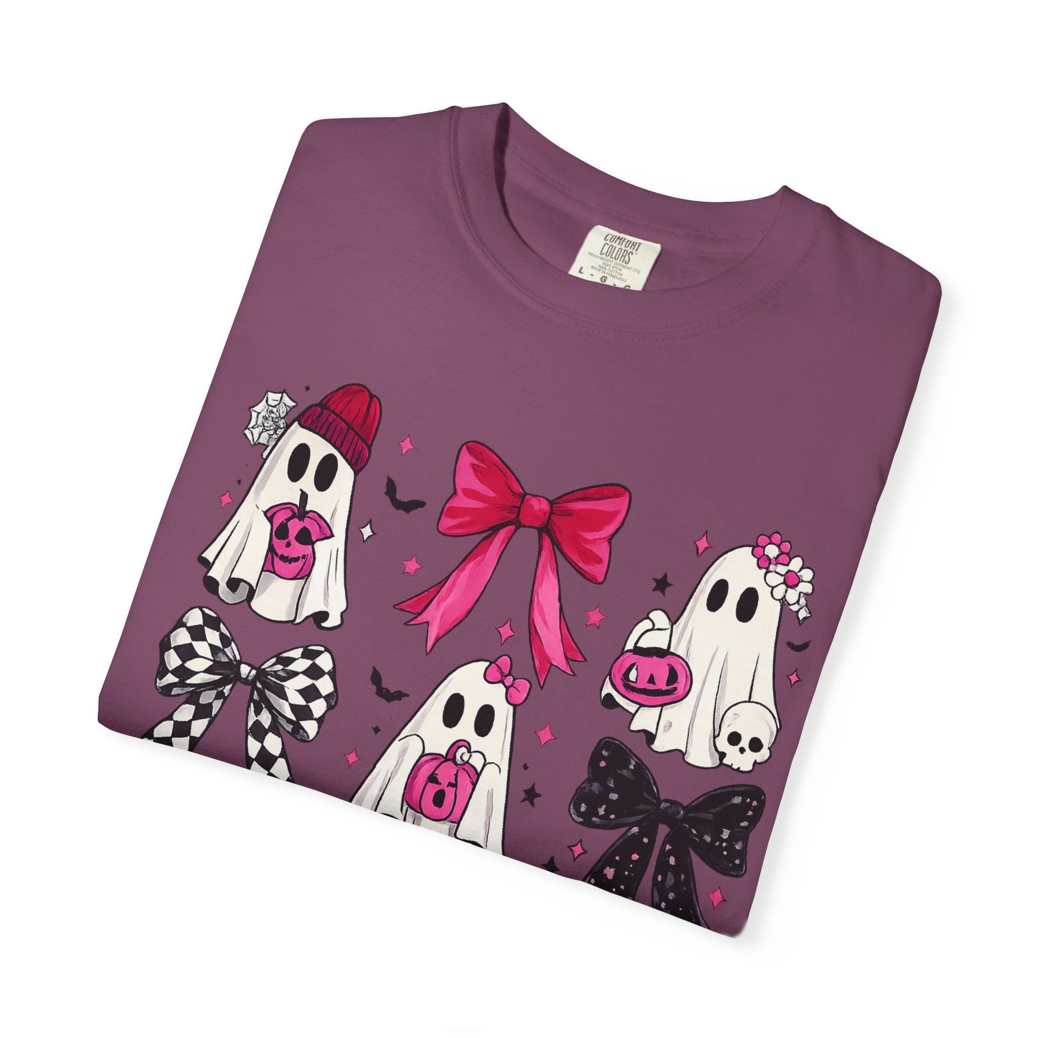 Halloween Ghosts & Bows T-Shirt — Cute Pink Trick-or-Treat Graphic Tee