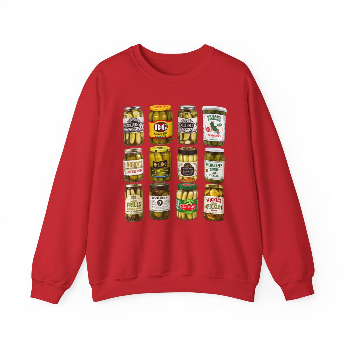 Pickle Jar Grid Sweatshirt — Vintage Grocery Label Graphic Crewneck