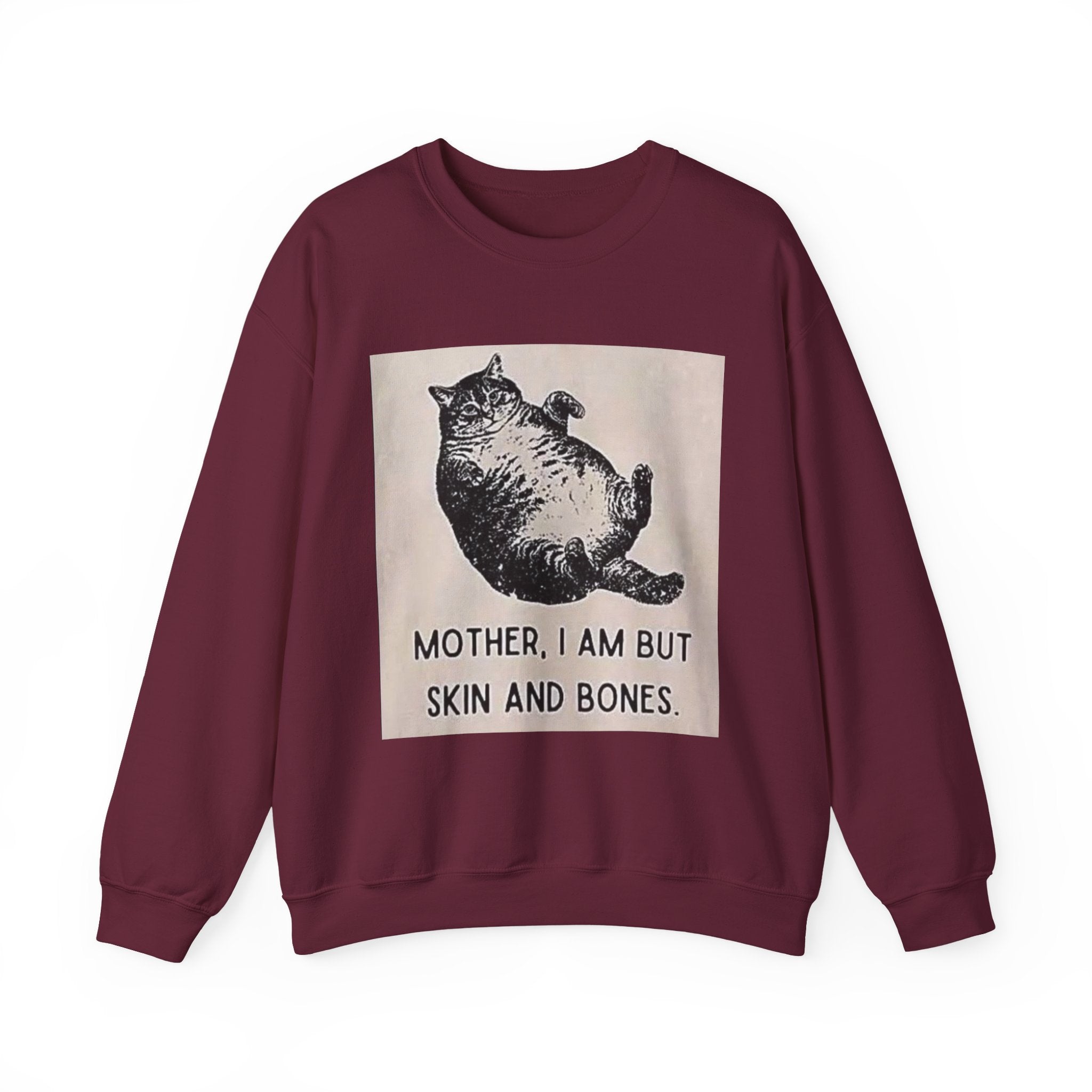 Cat Graphic Sweatshirt — "Mother, I Am But Skin and Bones" Vintage Illustration