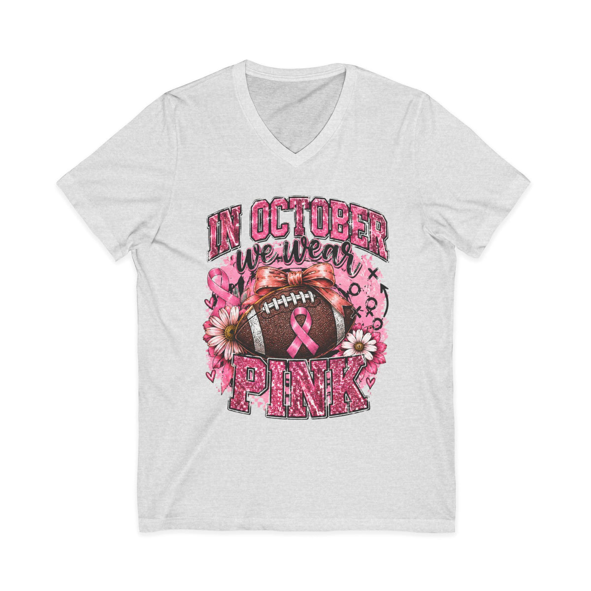 In October We Wear Pink Football T‑Shirt – Breast Cancer Awareness Tee