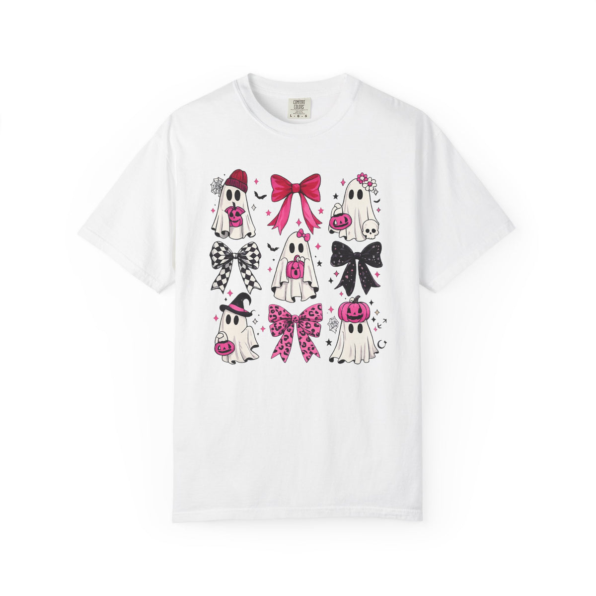 Halloween Ghosts & Bows T-Shirt — Cute Pink Trick-or-Treat Graphic Tee