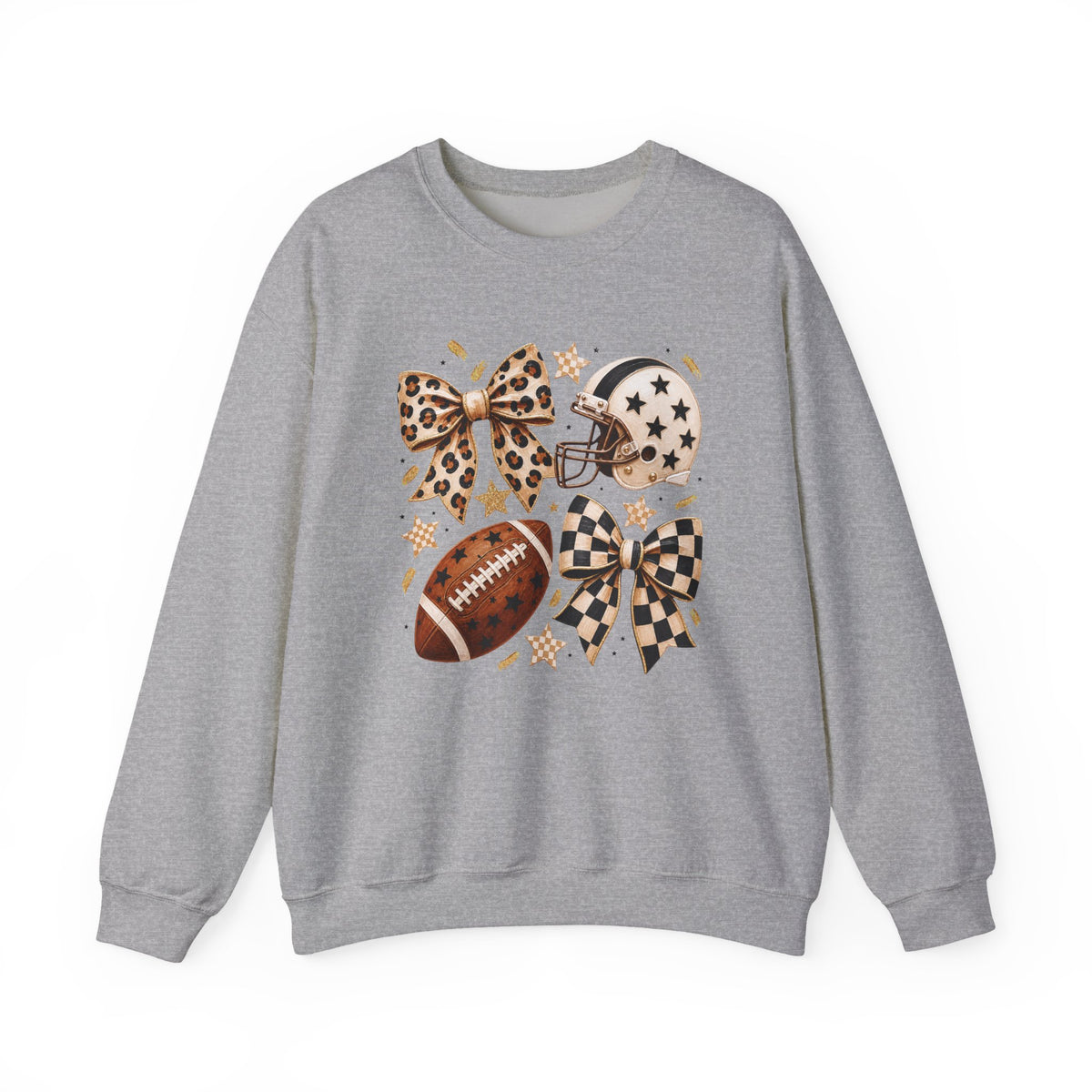 Football Leopard Bow Crewneck Sweatshirt