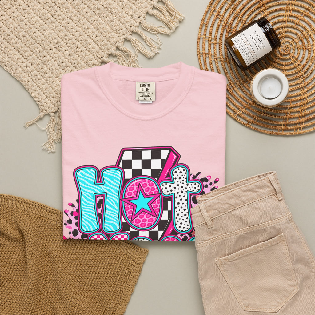 Hot Mess Mama Graphic T-Shirt — Retro Neon Mom Tee