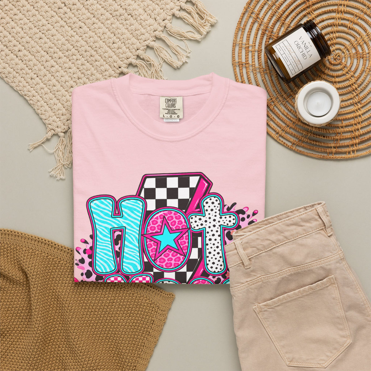 Hot Mess Mama Graphic T-Shirt — Retro Neon Mom Tee