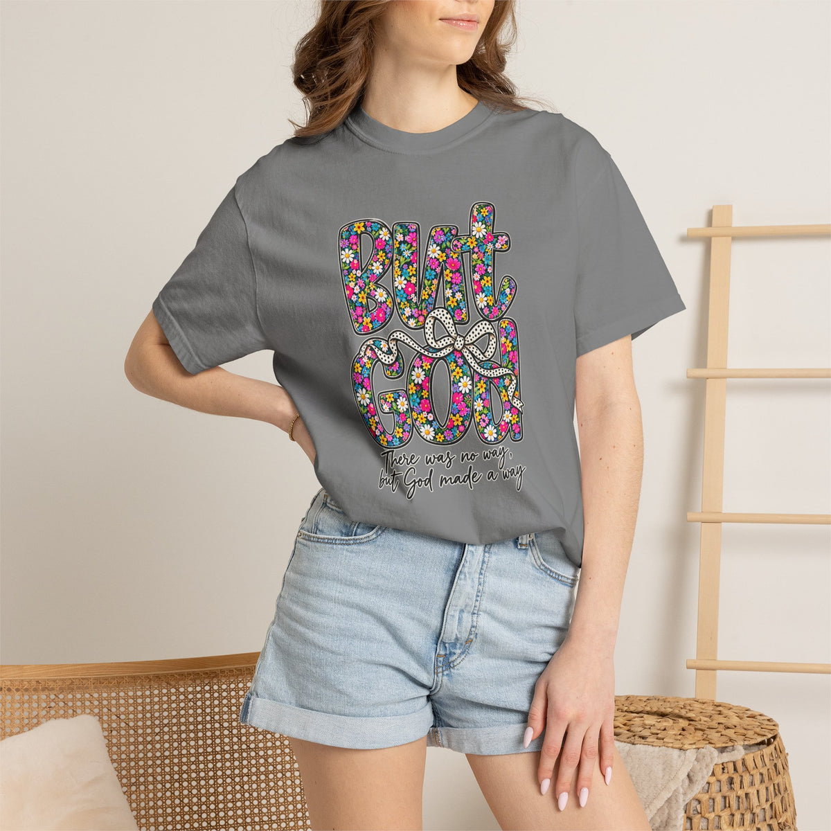 Peace Vibes T-Shirt — "But God" Floral Graphic Tee