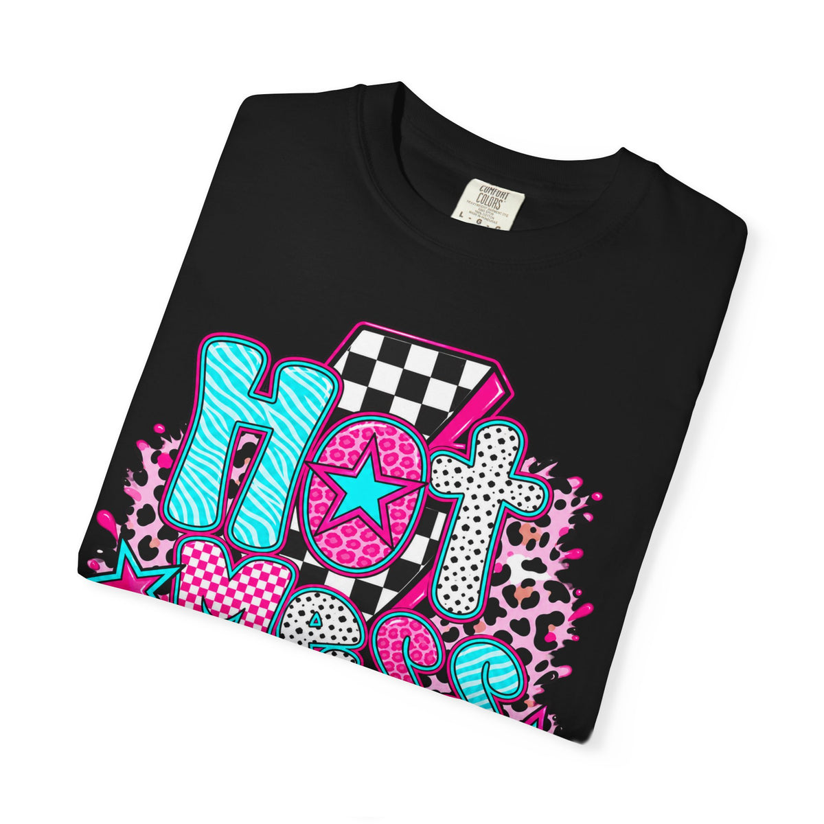 Hot Mess Mama Graphic T-Shirt — Retro Neon Mom Tee