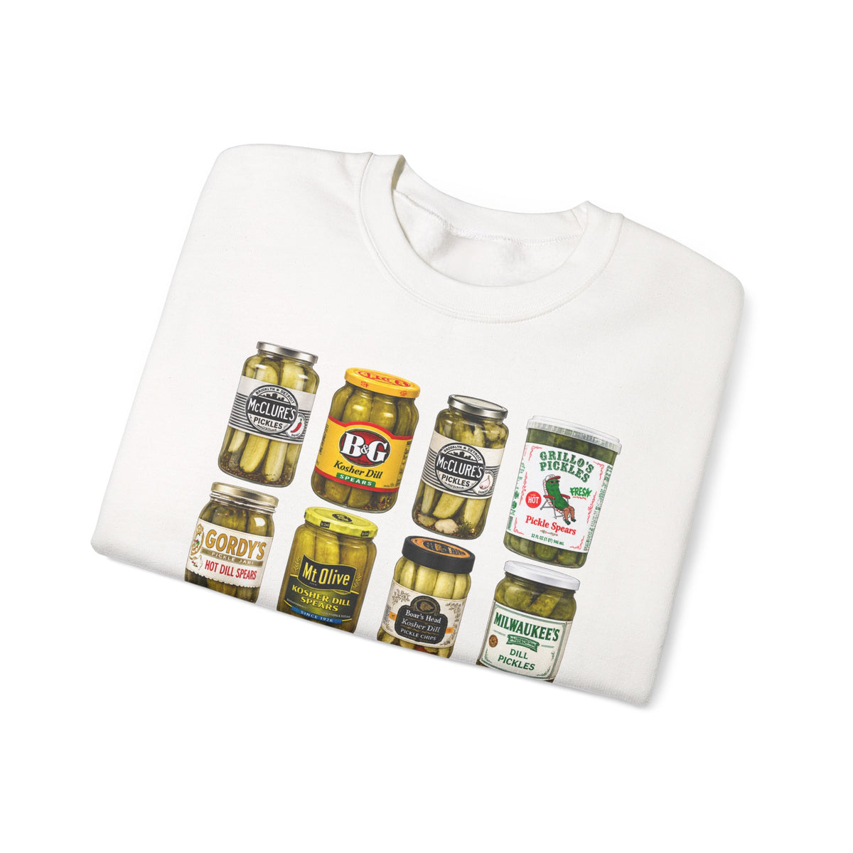Pickle Jar Grid Sweatshirt — Vintage Grocery Label Graphic Crewneck
