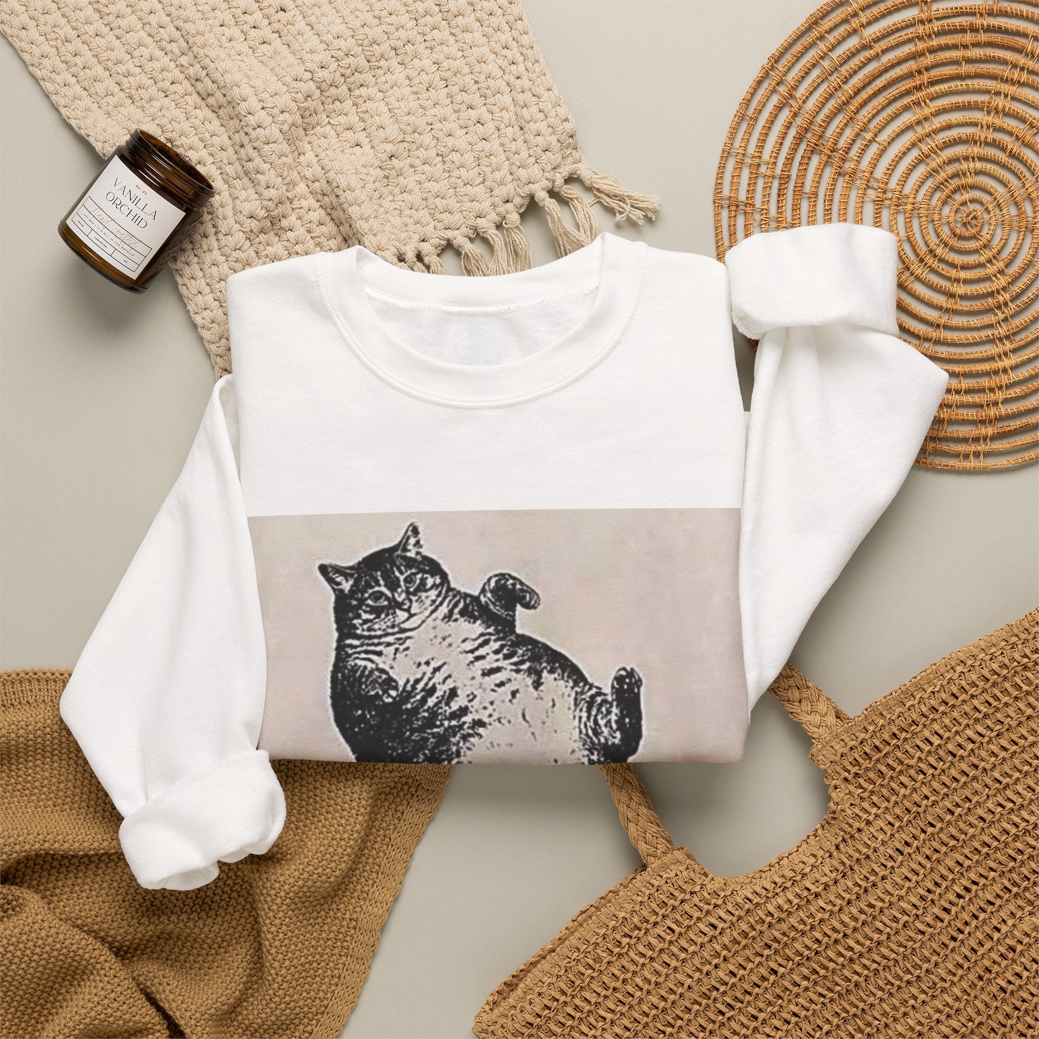 Cat Graphic Sweatshirt — "Mother, I Am But Skin and Bones" Vintage Illustration