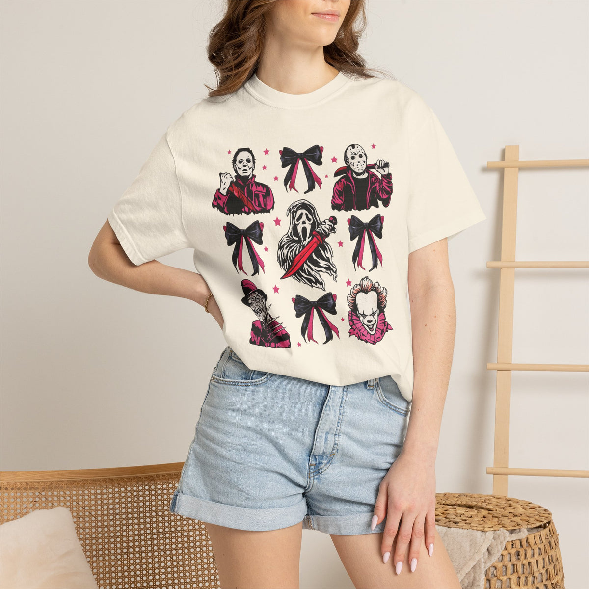 Horror Icons Grid T-Shirt — Classic Slasher Movie Faces