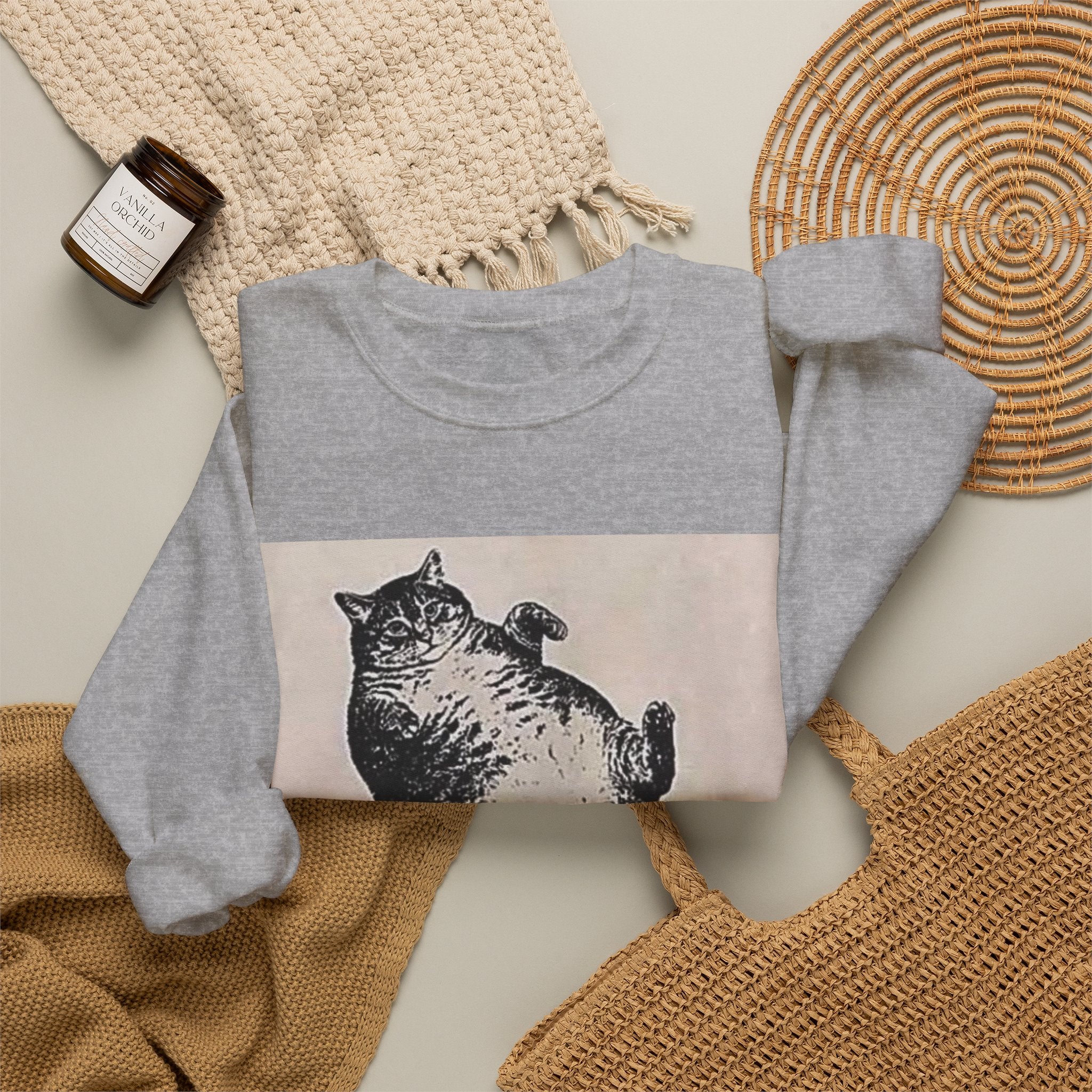 Cat Graphic Sweatshirt — "Mother, I Am But Skin and Bones" Vintage Illustration
