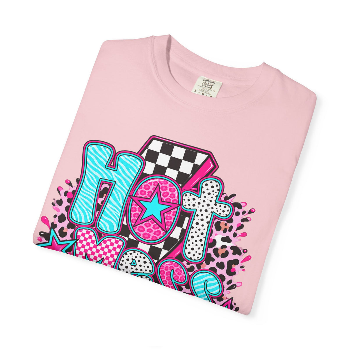 Hot Mess Mama Graphic T-Shirt — Retro Neon Mom Tee