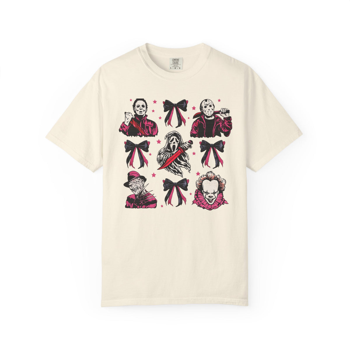 Horror Icons Grid T-Shirt — Classic Slasher Movie Faces