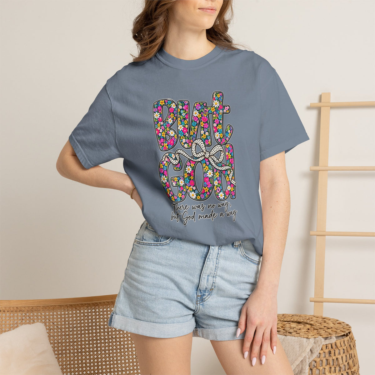 Peace Vibes T-Shirt — "But God" Floral Graphic Tee