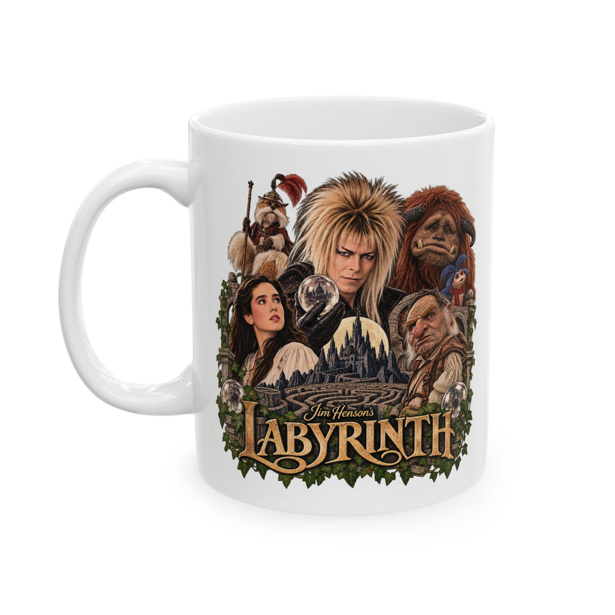 Fantasy Movie Collage Mug — Labyrinth Inspired Ceramic Coffee Cup (11oz, 15oz)