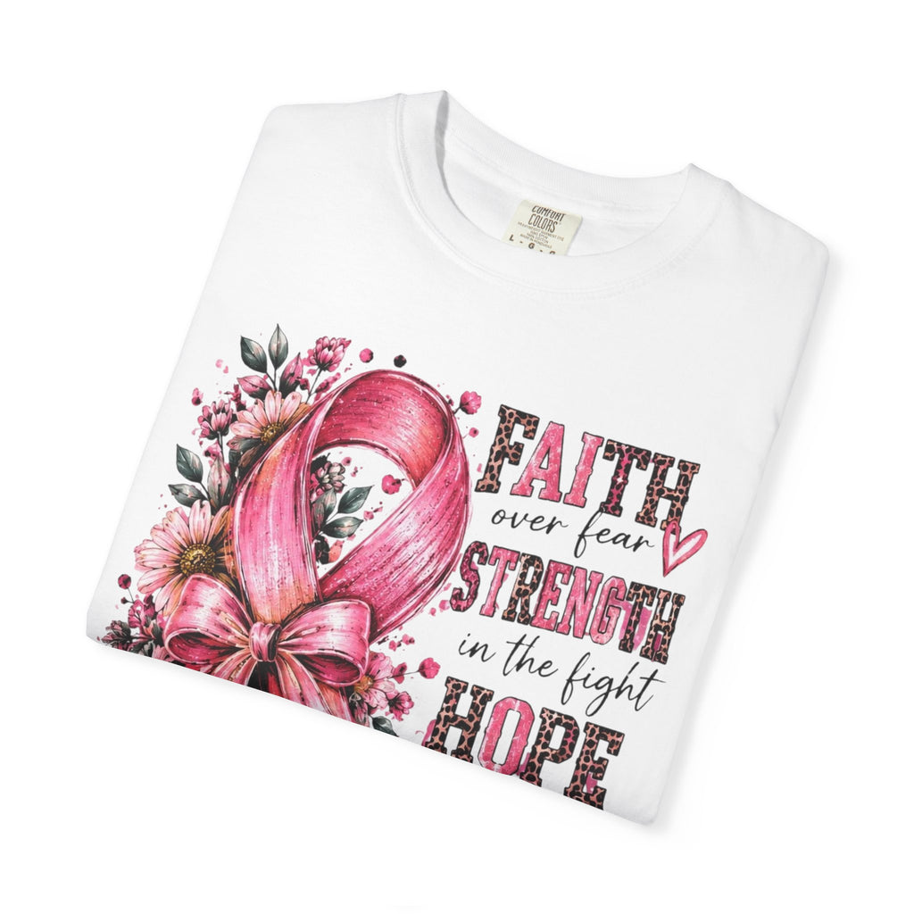 Breast Cancer Awareness Ribbon T-Shirt – Faith Strength Hope Together