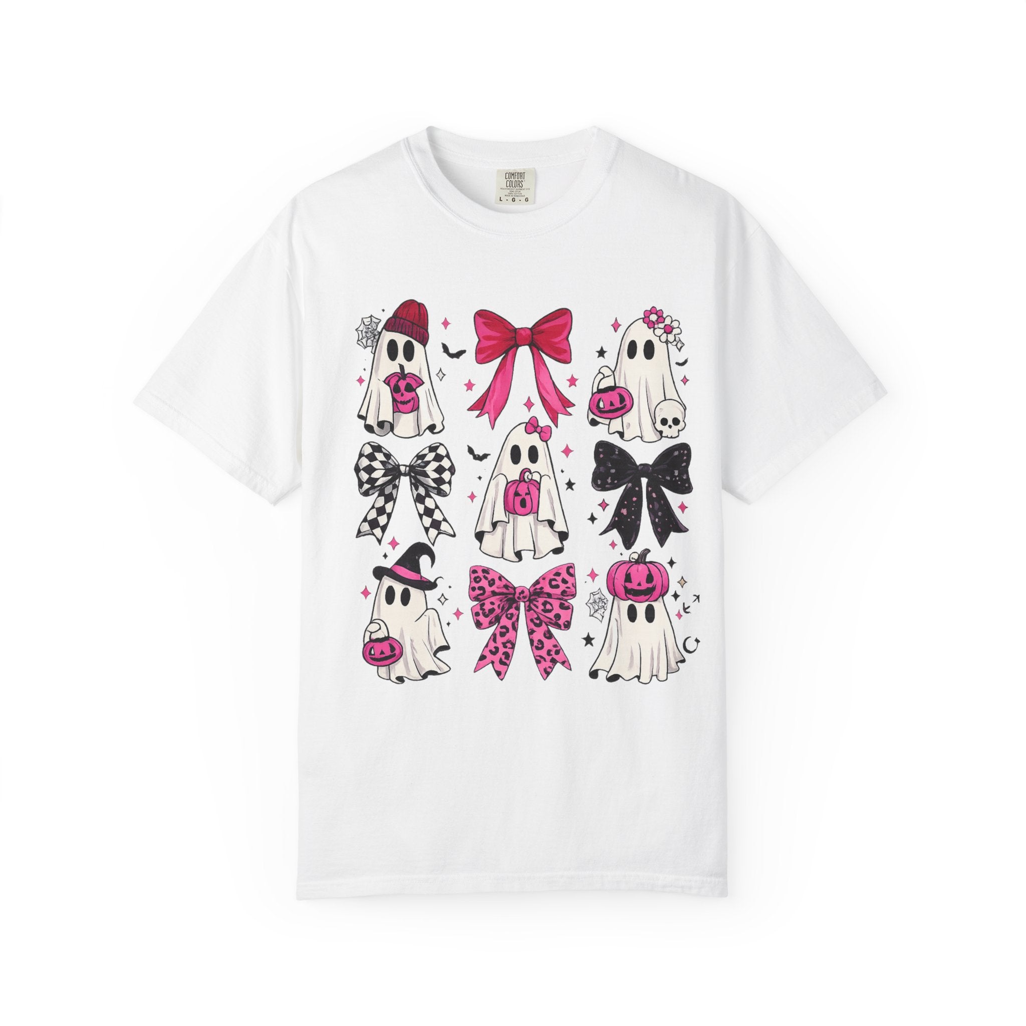 Halloween Ghosts & Bows T-Shirt — Cute Pink Trick-or-Treat Graphic Tee