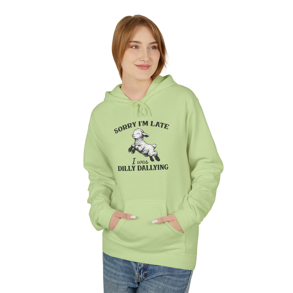 Sorry I'm Late I Was Dilly Dallying Hoodie — Vintage Dog Graphic Pullover