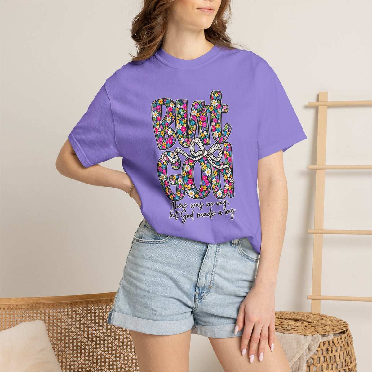 Peace Vibes T-Shirt — "But God" Floral Graphic Tee